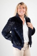 Navy Blue Mink Bomber