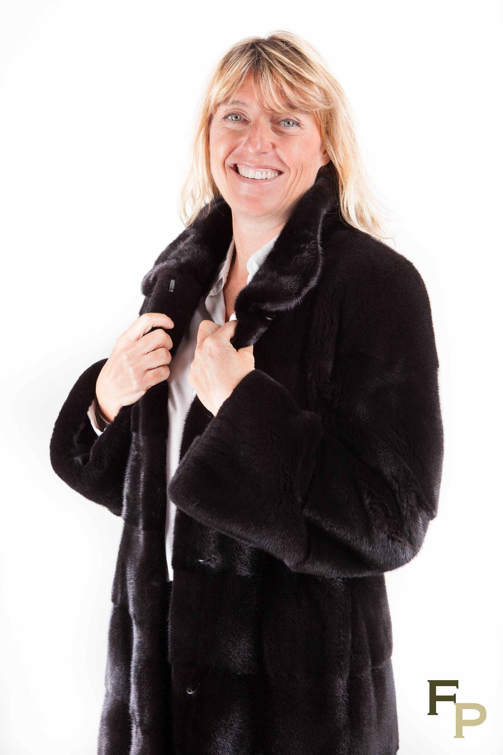 Manteau En Fourrure De Vison Noir Black Glama - Taille L-XL - Occasion Très Bon état