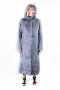 Gray Blue Mink Coat with Hood 