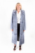 Gray Blue Mink Coat with Hood 