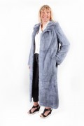 Gray Blue Mink Coat with Hood 
