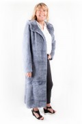 Manteau de Vison Gris Argent à Capuche