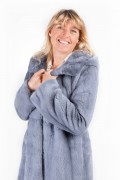 Manteau de Vison Gris Argent à Capuche