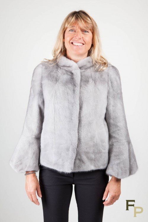 Veste de Vison Gris Sapphire "Tulipe"