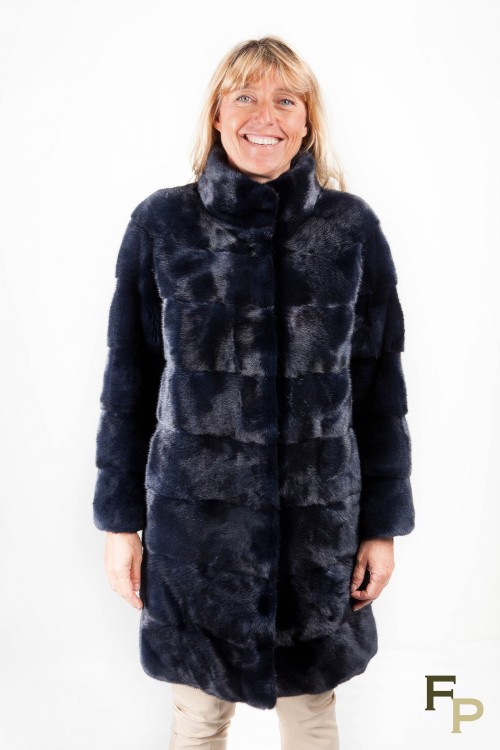 Navy Blue Mink Coat