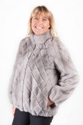 Silver Blue Mink Bomber