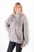 Blouson en Fourrure de Vison Gris Silver