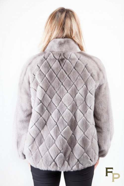 Silver Blue Mink Bomber