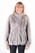 Blouson en Fourrure de Vison Gris Silver