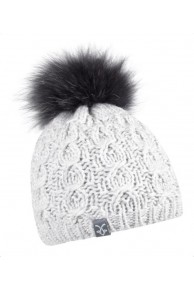 Grey Wollen Hat with Fox Fur Pompom