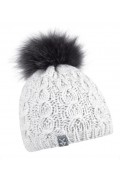 Bonnet en Laine Gris et Pompon de Renard