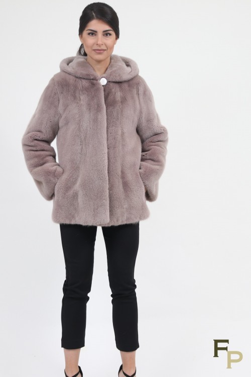 Fur Mink Jacket with Hood