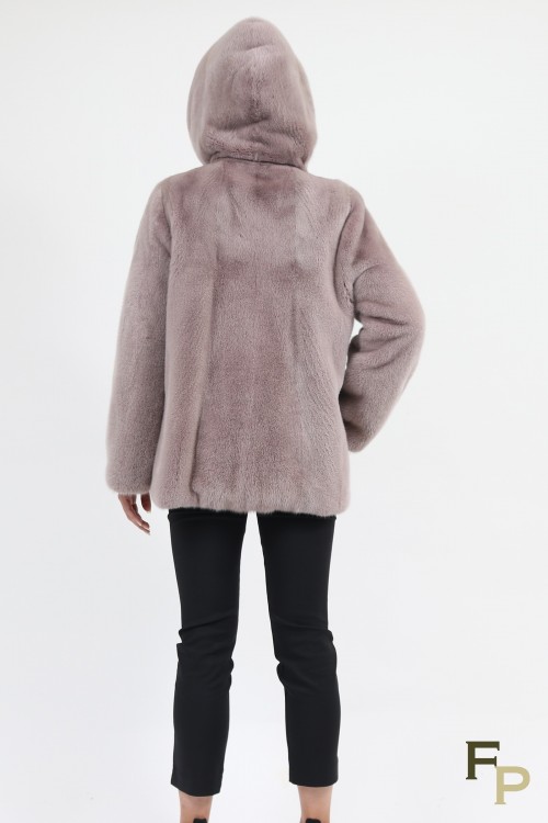 Fur Mink Jacket with Hood