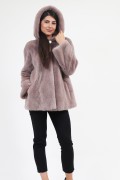 Fur Mink Jacket with Hood