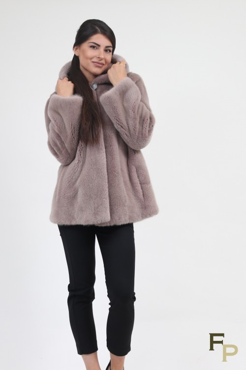 Fur Mink Jacket with Hood