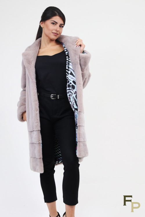 Straight Mink Coat Colour "Pink Metalic"