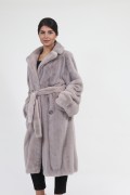 Loose Mink Fur Coat in Pink Metalic Colour