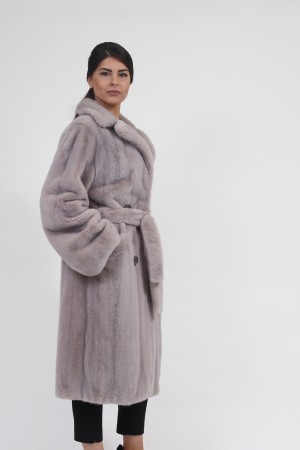 Loose Mink Fur Coat in Dusty Pink Colour