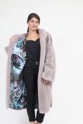 Loose Mink Fur Coat in Pink Metalic Colour