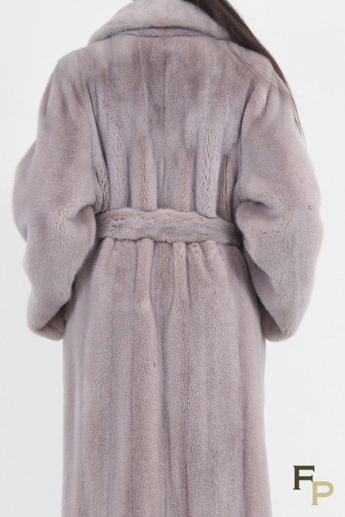 Loose Mink Fur Coat in Pink Metalic Colour