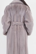 Manteau Ample avec Ceinture en Fourrure de Vison "Pink Metalic"