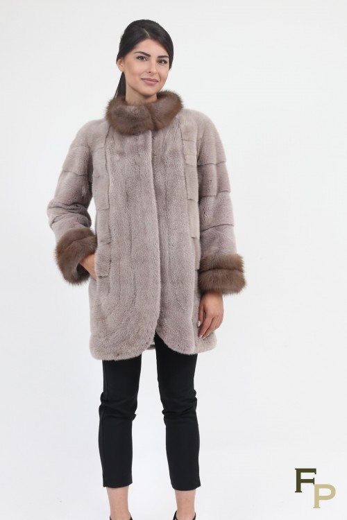 "Wave" Coat in Mink and Marten Furs