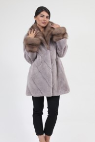 Coat "Louma" in Mink and Marten Furs, Colour "Pink Metalic"