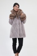 Coat "Louma" in Mink and Marten Furs, Colour "Pink Metalic"