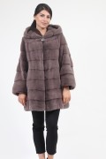 Loose Mink Fur Caot with Hood
