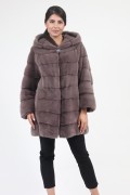 Loose Mink Fur Caot with Hood