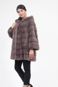 Loose Mink Fur Caot with Hood