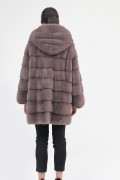 Manteau Loose à Capuche en Fourrure de Vison