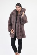 Loose Mink Fur Caot with Hood