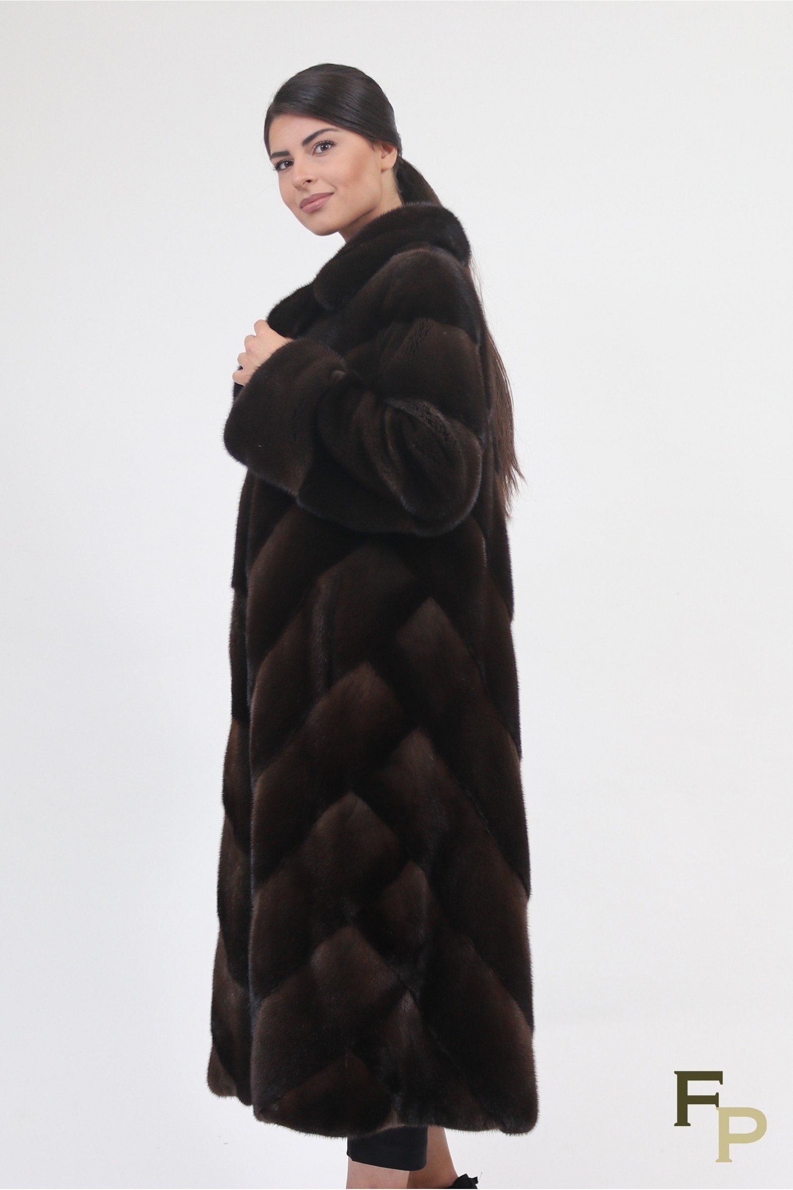Manteau Long Femme En Fourrure Vison - Taille 44, Vintage, Occasion Très Bon état