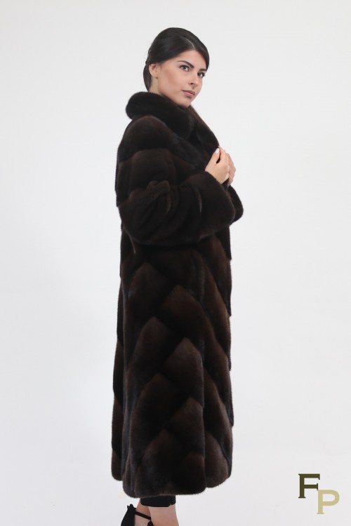 Long Fur Mink Coat "Herringbone"