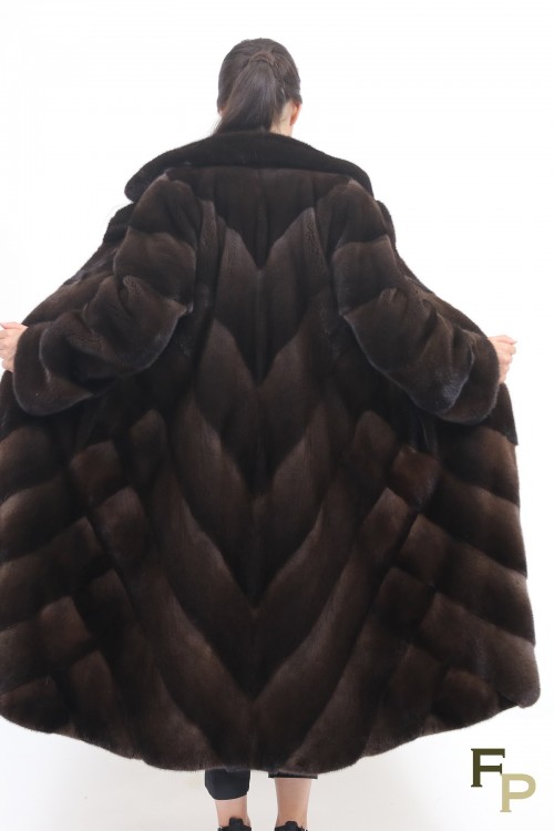 Manteau Long en Fourrure de Vison "Herringbone"