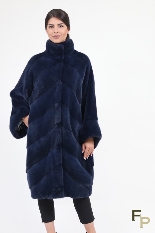 Manteau "Tokyo" en Fourrure de Vison Bleu