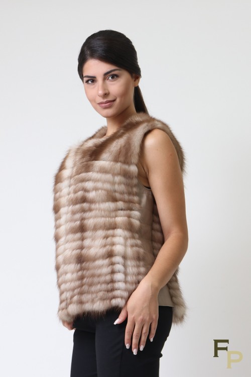 Veste Longue en Fourrure de Vison Marron