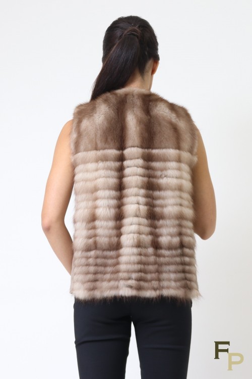 Veste Longue en Fourrure de Vison Marron