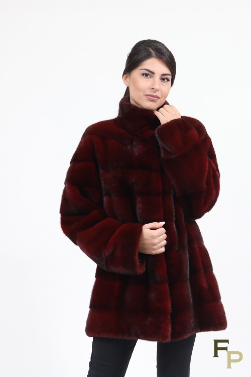 Burgundy Mink Fur Coat