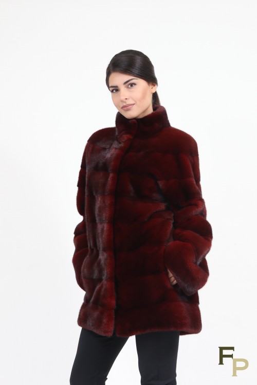 Burgundy Mink Fur Coat