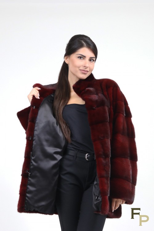 Burgundy Mink Fur Coat