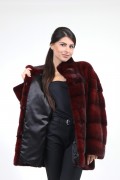 Burgundy Mink Fur Coat