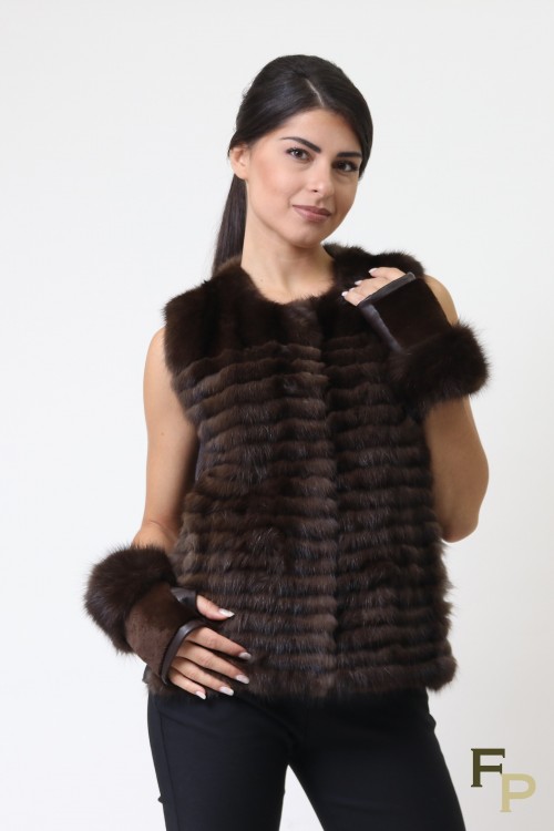 Long Jacket in Brown Mink Fur