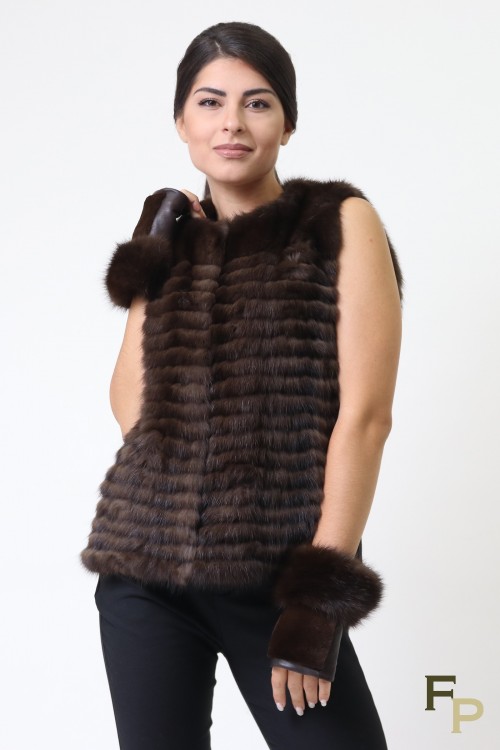 Long Jacket in Brown Mink Fur