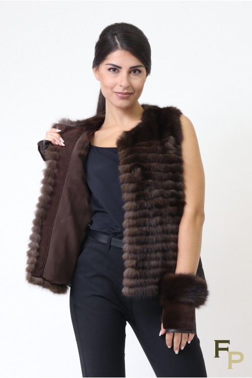Long Jacket in Brown Mink Fur