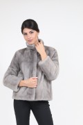 Veste en Fourrure de Vison Gris "Sapphire"