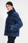 Veste en Fourrure de Vison Bleu