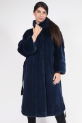 Manteau "Nautic" en Fourrure de Vison Bleu