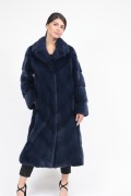 Manteau "Rozy" en Fourrure de Vison Bleu